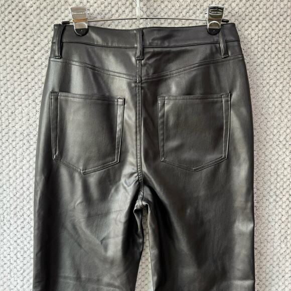 AFRM Pants 28 Black Heston Faux Leather High Rise Straight Leg 5 Pockets Lined - Picture 6 of 15